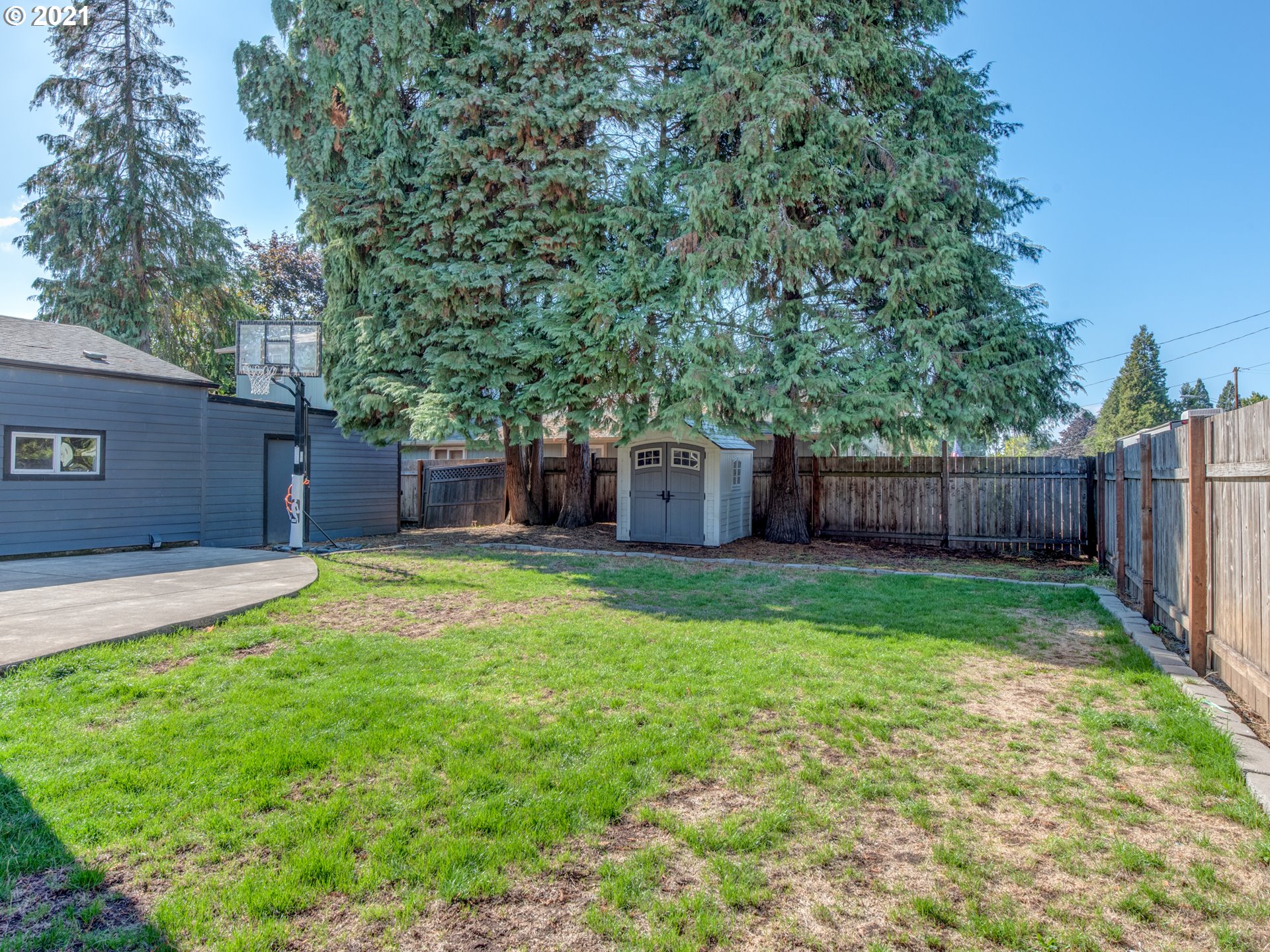 580 54th Street Springfield, OR 97478 - Photo 28 of 31 a view of a backyard with a garden and tree