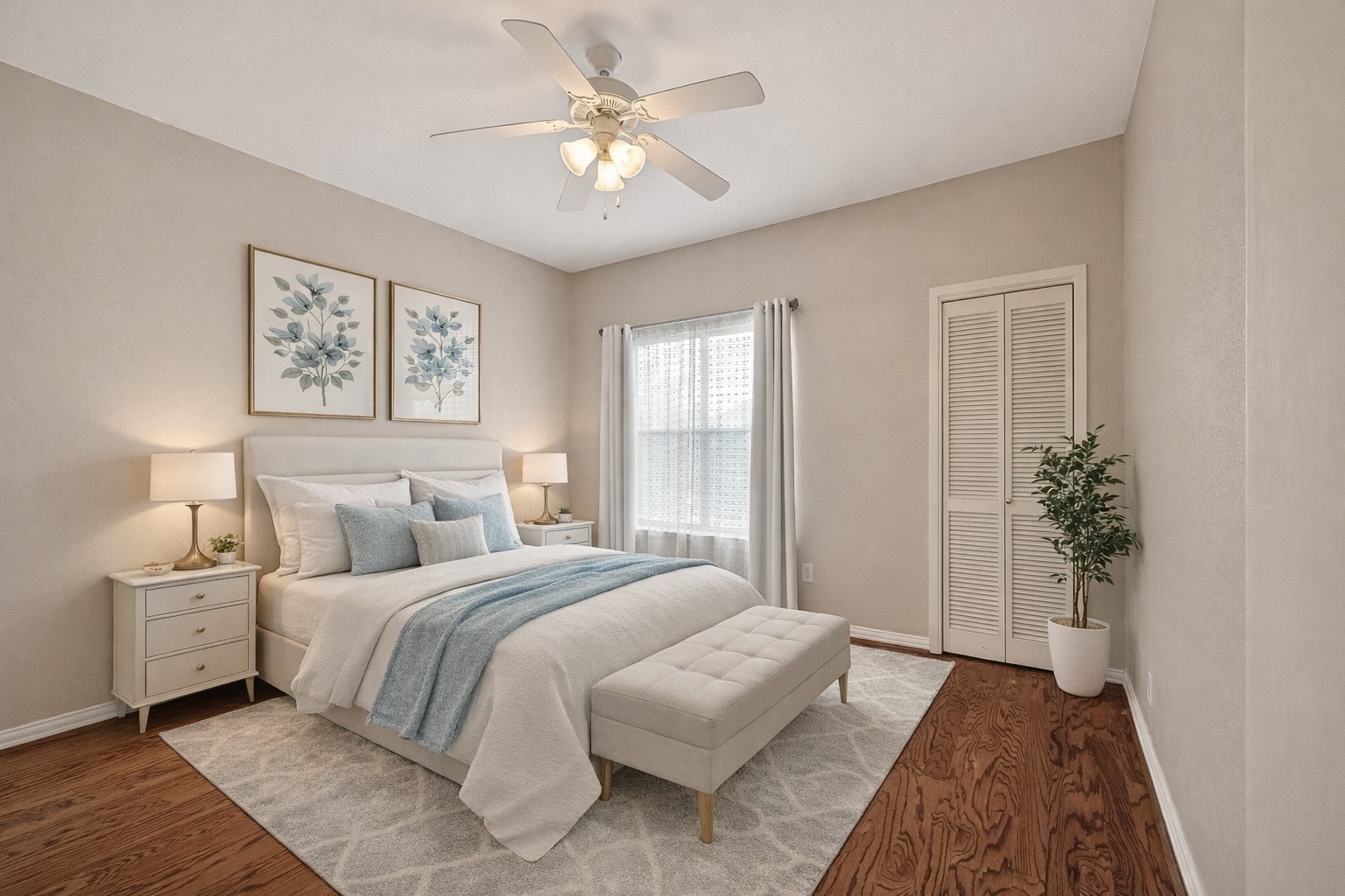 4041 Drake Street, Unit 118 Houston, TX 77005 - Photo 14 of 28 a bedroom with a large bed and a chandelier