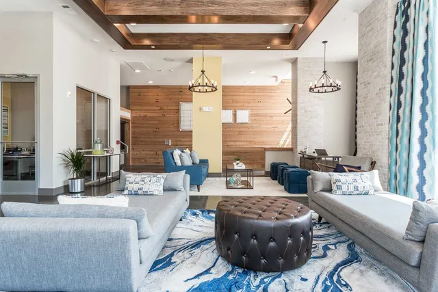 a room with furniture and a potted plant