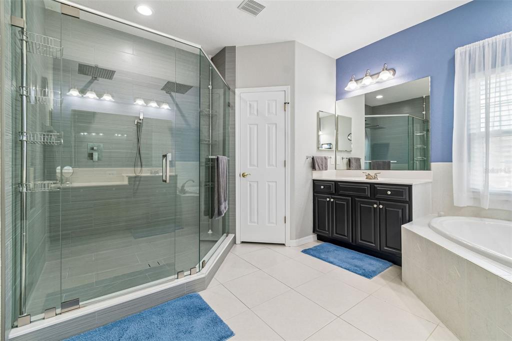 11830 Newberry Grove Loop Riverview, FL 33579 - Photo 42 of 58 a bathroom with a tub a shower a sink and mirror