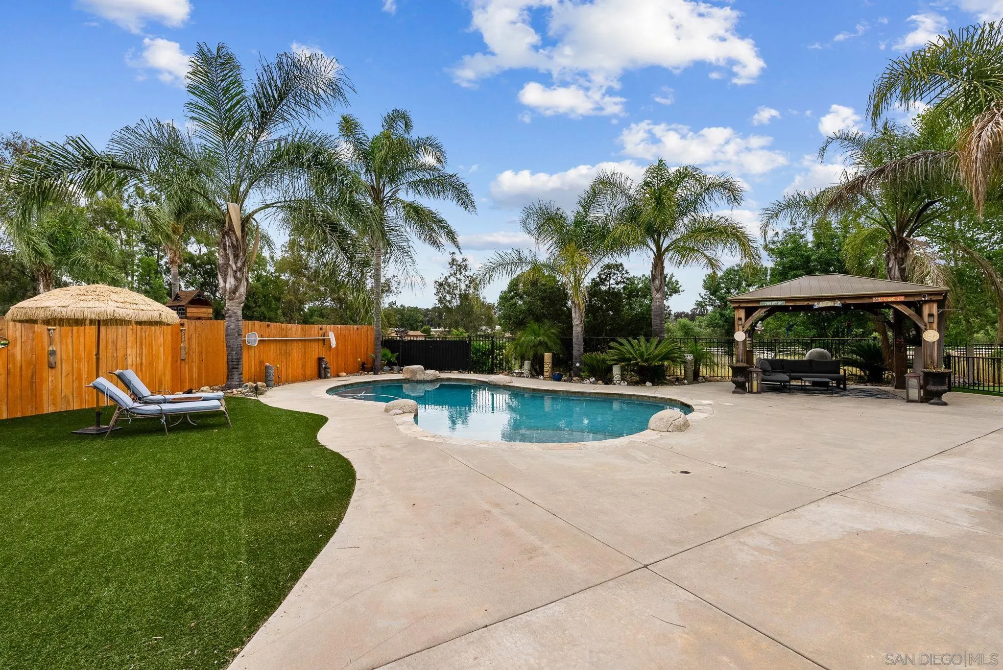 624 Rowley Way Ramona, CA 92065 - Photo 46 of 54 a view of backyard with swimming pool and outdoor seating