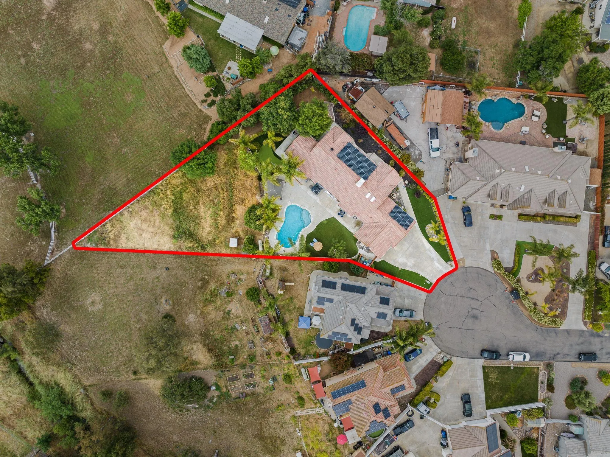 624 Rowley Way Ramona, CA 92065 - Photo 50 of 54 an aerial view of a house with a yard and lake