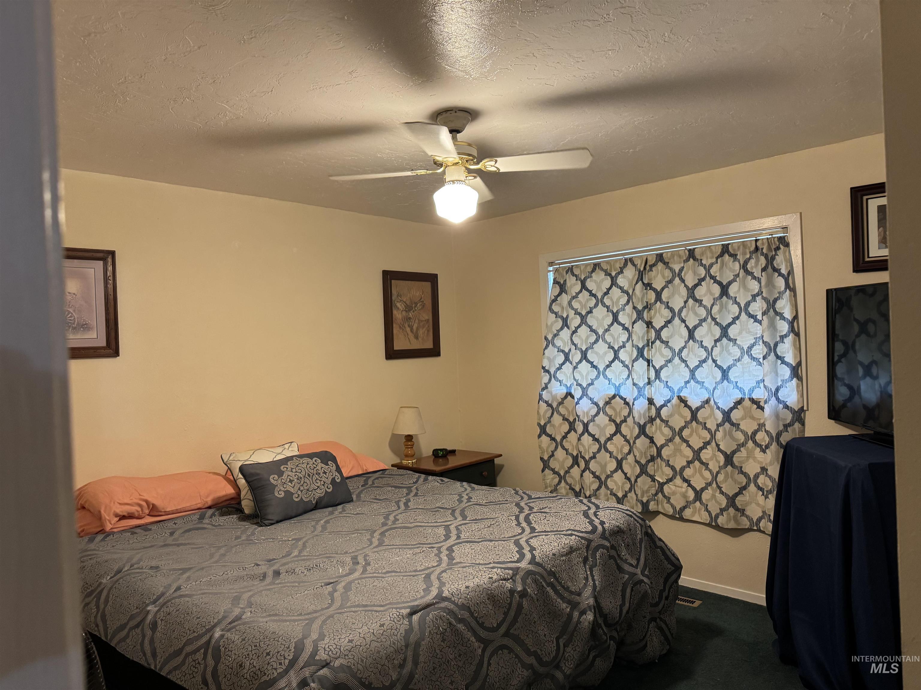 1145 Utah Street Gooding, ID 83330 - Photo 24 of 50 Bedroom featuring a textured ceiling, ceiling fan, and carpet flooring