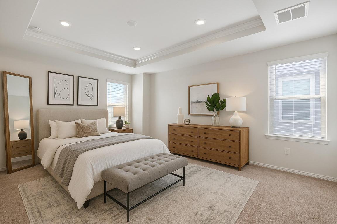 905 Duskywing Way Georgetown, TX 78626 - Photo 14 of 21 a bedroom with a bed and a dresser