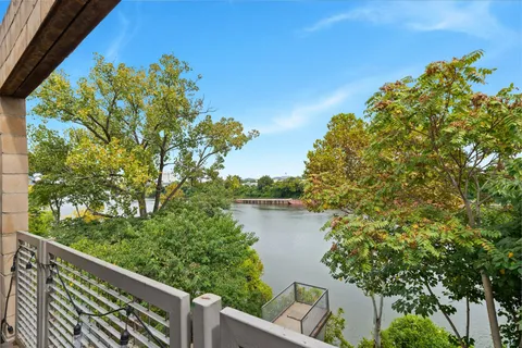 a view of a lake with a outdoor space
