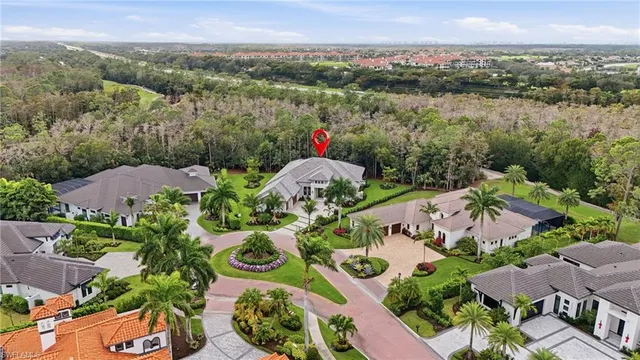 an aerial view of lake and city