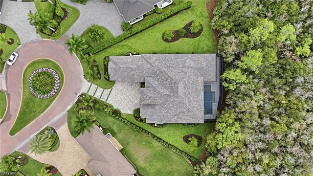 an aerial view of a house