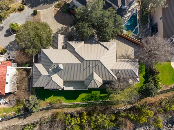 an aerial view of a house