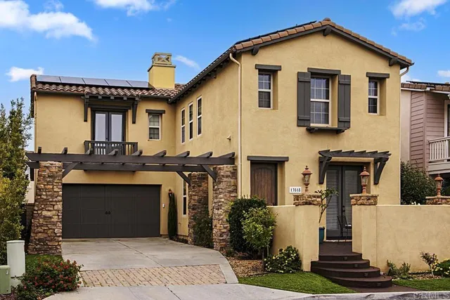 a front view of a house with entertaining space