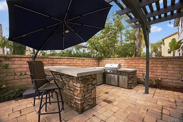 a view of a water and a bridge