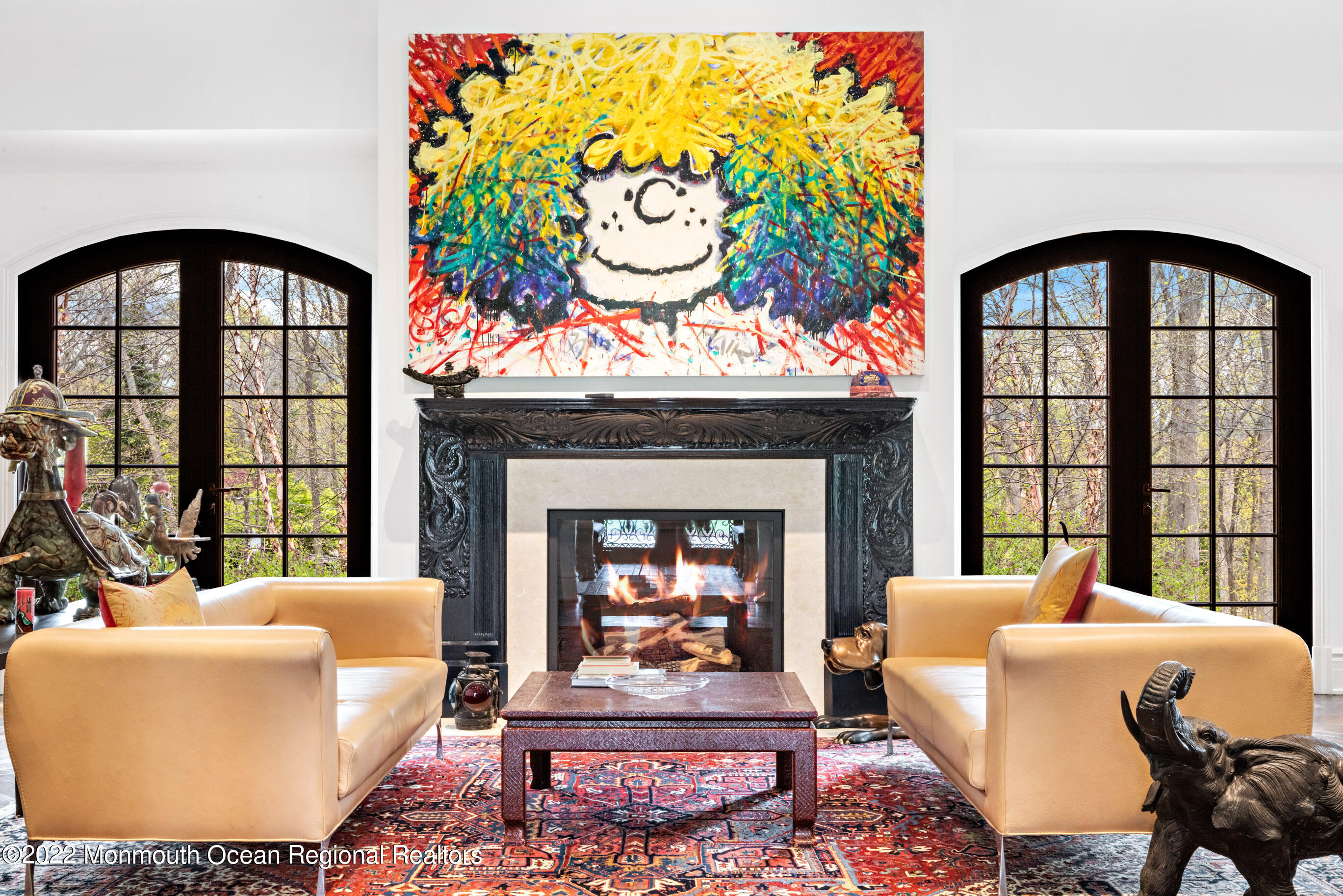 8 Edgewood Road Rumson, NJ 07760 - Photo 6 of 31 a living room with a fireplace and a floor to ceiling window