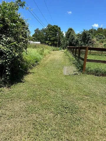 a view of a lake from a yard