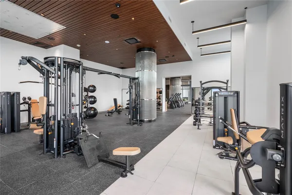 a view of a room with gym equipment