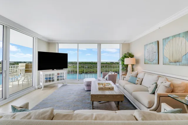 a view of a balcony with an ocean view