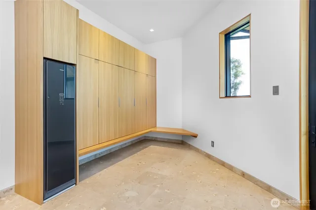 an empty room with windows