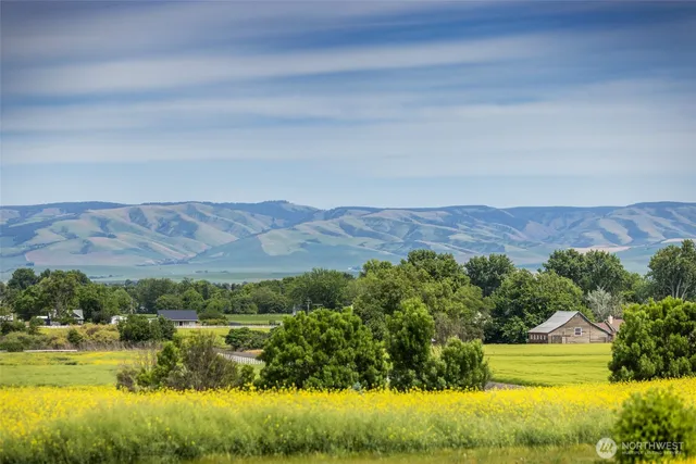 a view of a lake with mountains in the background
