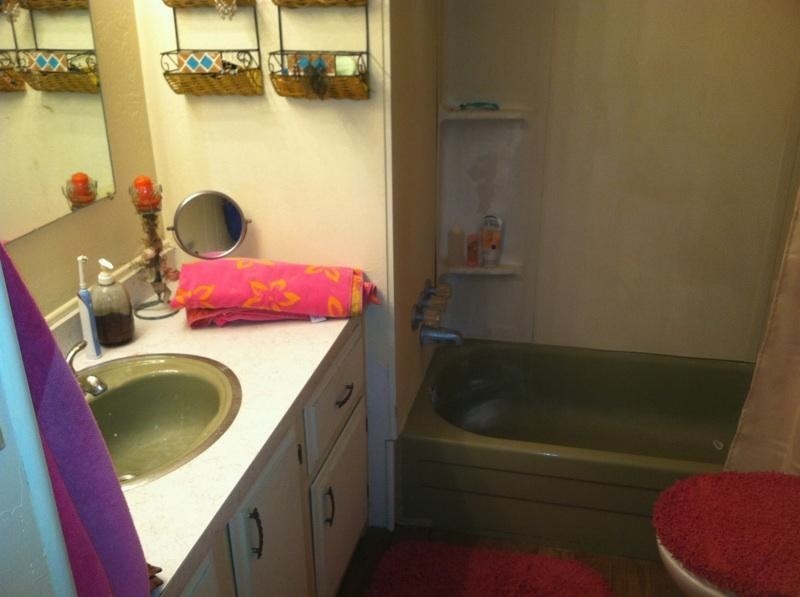 5298 Show Low Lake Road Lakeside, AZ 85929 - Photo 15 of 36 a bathroom with a granite countertop sink and a mirror