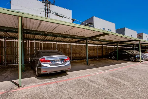 a view of a car parked in garage
