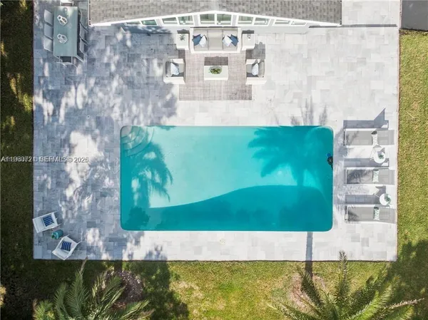 a view of swimming pool with a yard