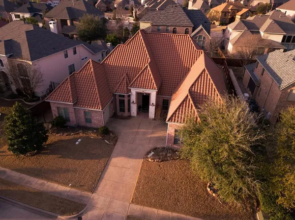 an aerial view of a house