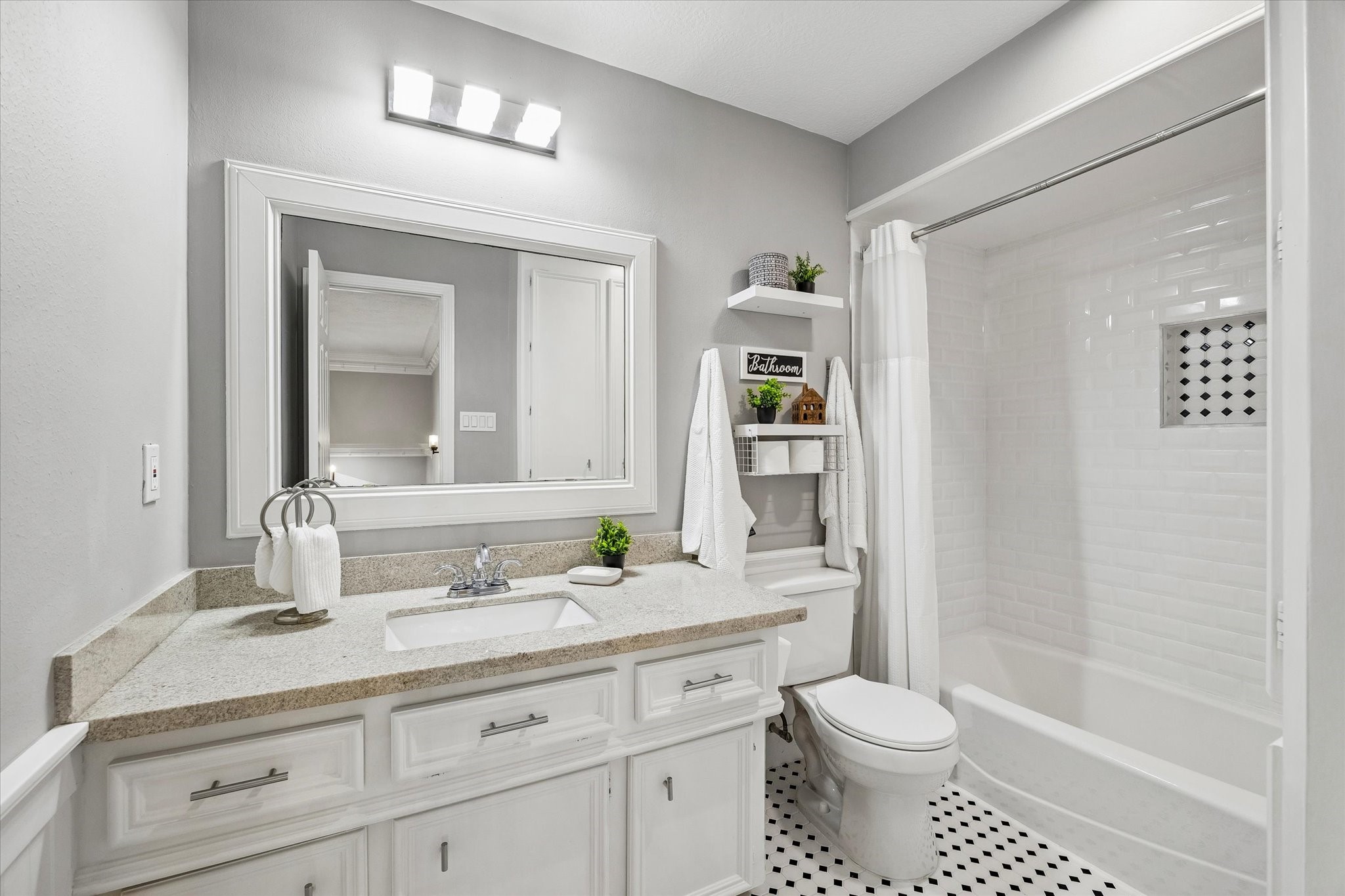 146 Golden Shadow Circle Spring, TX 77381 - Photo 33 of 41 The updated secondary bathroom features a tub/shower combination and generous countertop space!