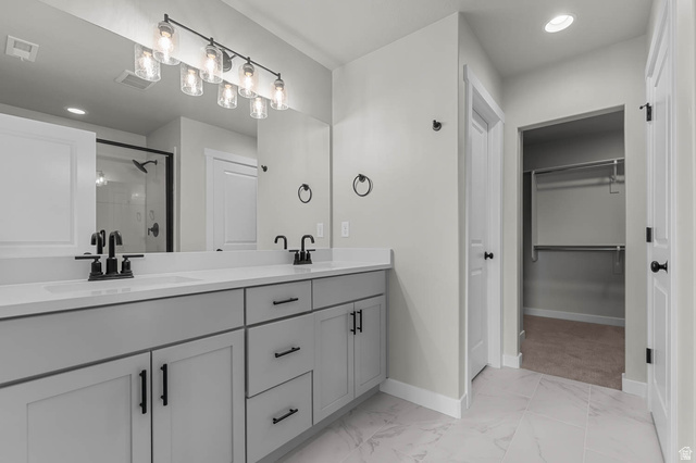 1567 North 3250 West Provo, UT 84601 - Photo 16 of 22 Dual vanity with quartz countertops, undermount sinks, and matte black hardware