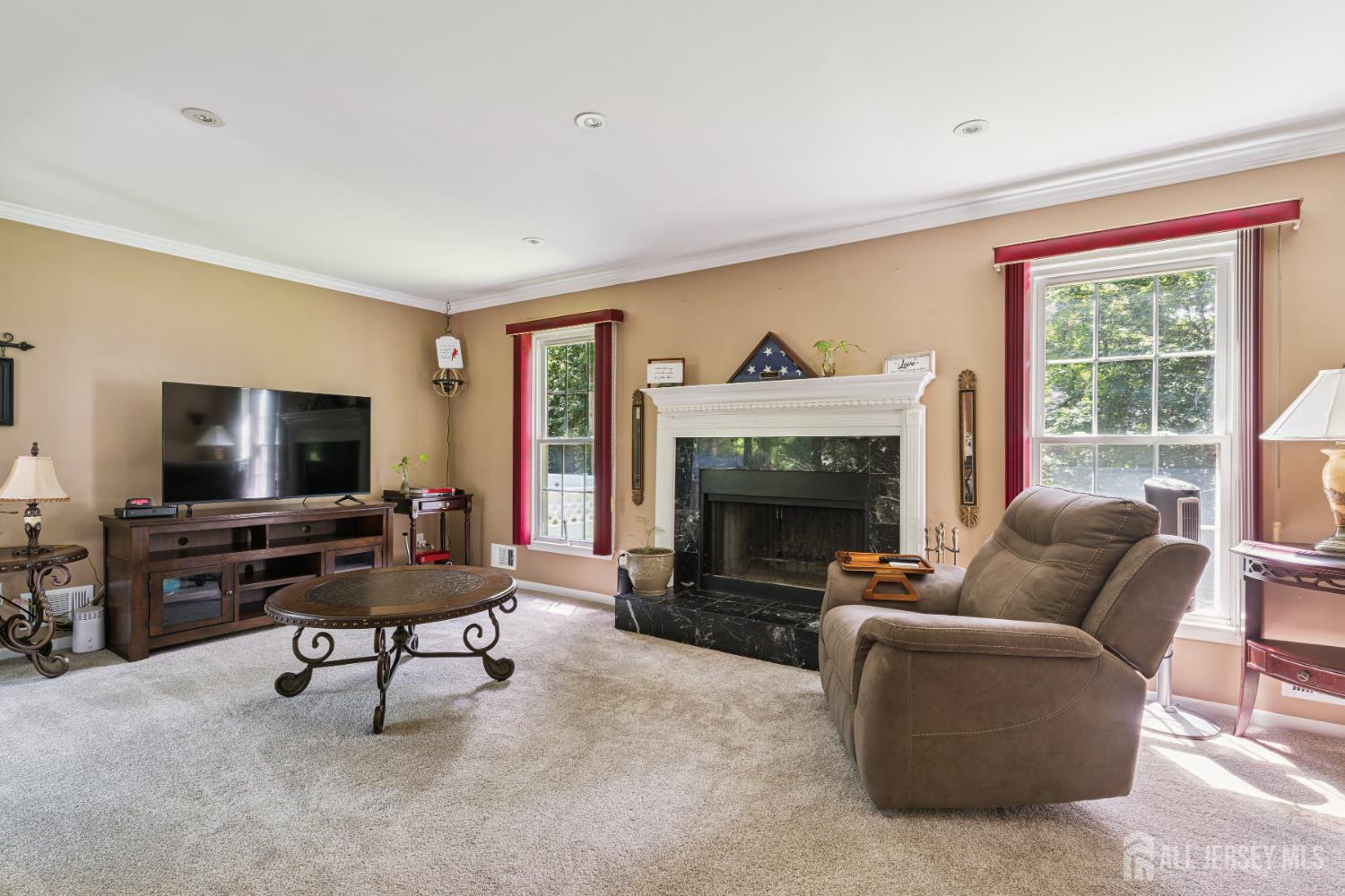 66 Spring Hill Road Old Bridge, NJ 07747 - Photo 18 of 32 a living room with furniture a flat screen tv and a fireplace