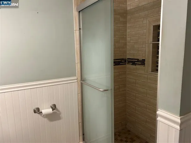 a bathroom with a shower