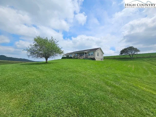 a view of a field of grass and trees