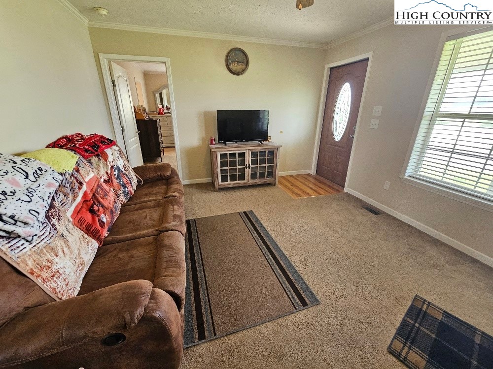459 Edwards Road Ennice, NC 28623 - Photo 8 of 36 a living room with furniture and a flat screen tv