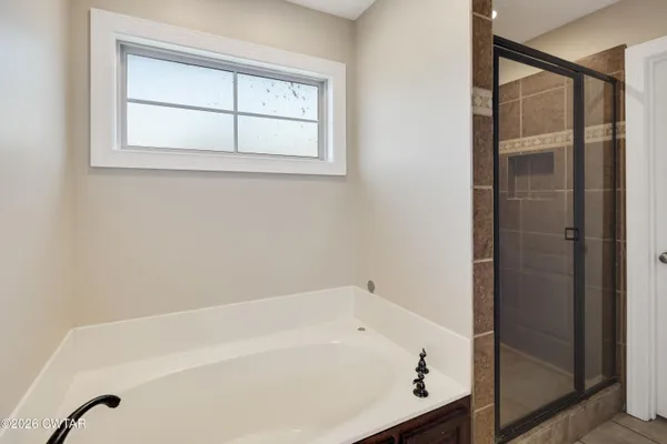 a bathroom with a bathtub