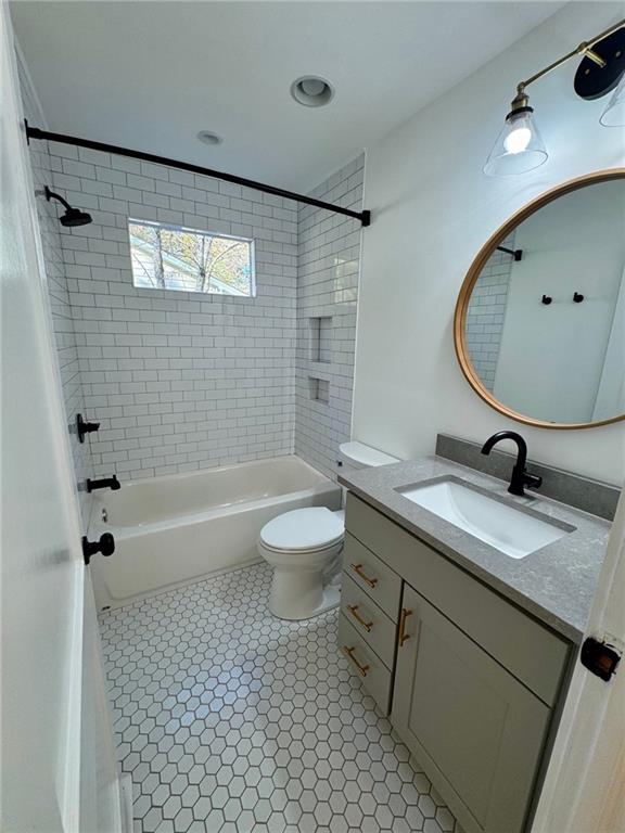 635 Valley Brook Road Decatur, GA 30033 - Photo 10 of 17 a bathroom with a granite countertop sink toilet a mirror and shower