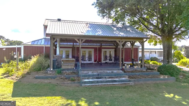 a view of a forest that has large trees