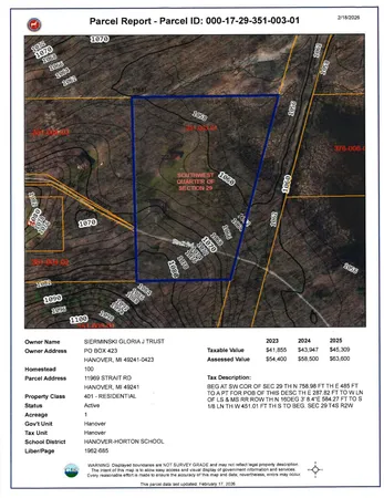 $214,900 | 11969 Strait Road, Hanover, MI 49241