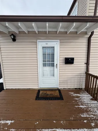 a white building with glass door