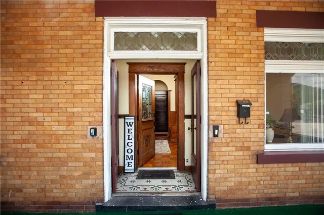 a view of a brick entrance