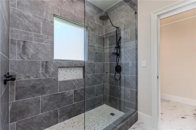 a bathroom with a shower