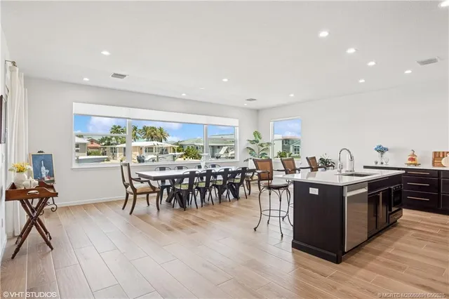 a kitchen with lots of counter top space