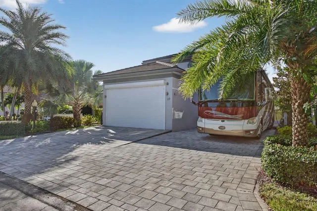 an aerial view of a house with outdoor space