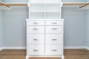 a close up view of a closet