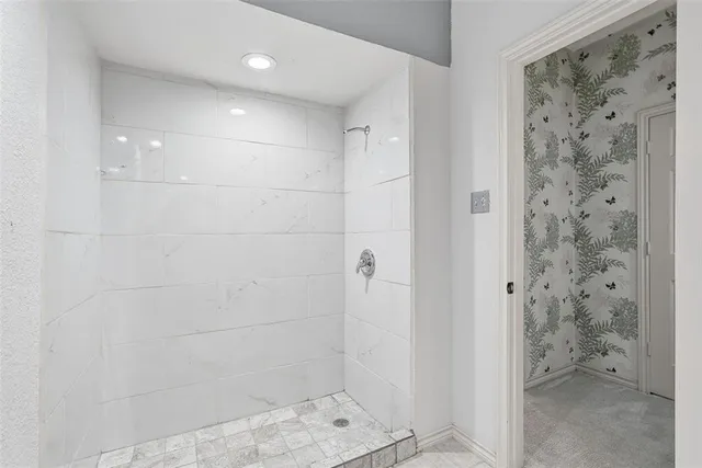 a bathroom with a shower