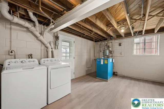 a utility room with a washer and dryer