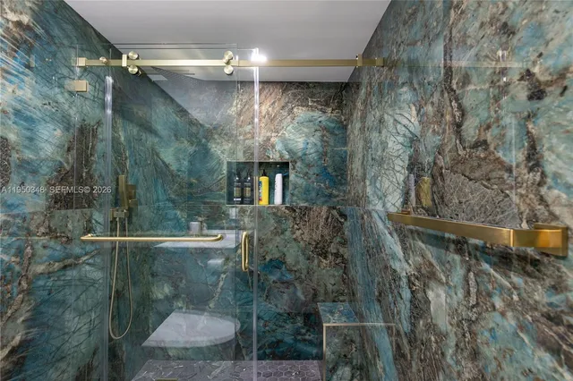 a view of a glass door