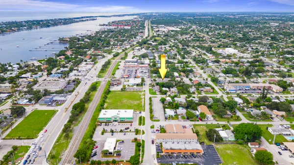 an aerial view of a city