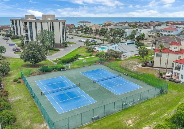 an aerial view of a yard