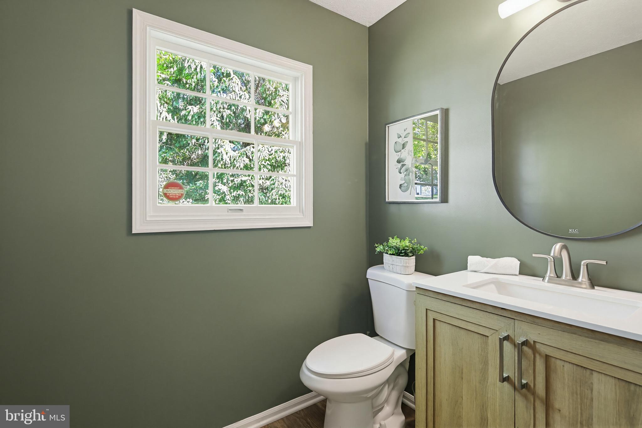 4608 Old Dragon Path Ellicott City, MD 21042 - Photo 21 of 60 a bathroom with a toilet a sink a mirror and a window