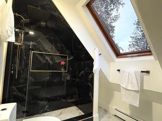 a bathroom with a shower