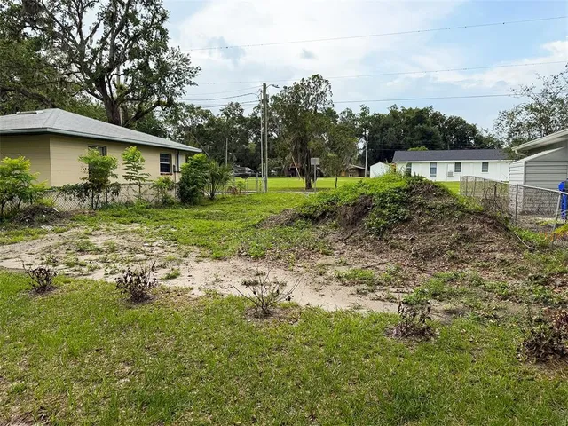 a view of backyard of house with green space