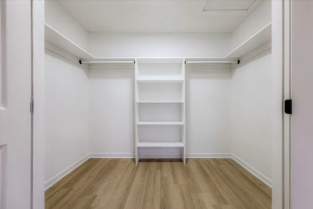 a view of an empty walk in closet