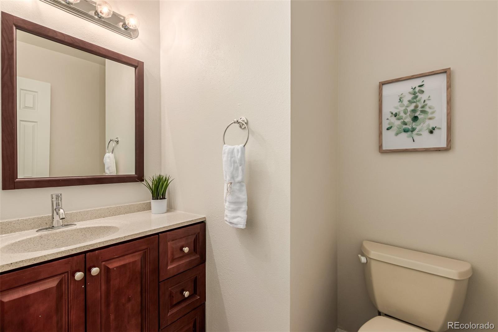 8837 South Cactus Flower Way Highlands Ranch, CO 80126 - Photo 17 of 42 a bathroom with a toilet a sink and mirror